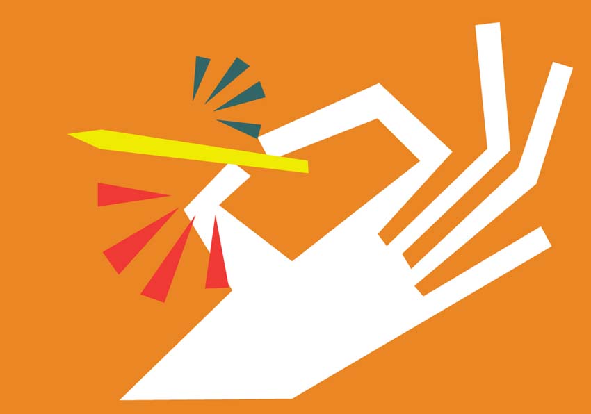 Poster. Hand holding a pencil